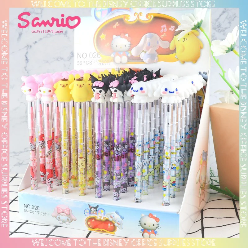 Sanrio Cartoon Pencil Silicone Bullets 56pcs A Box Of Non-Cutting Drawing Pencils Students Writing Gifts Stationery School Supp