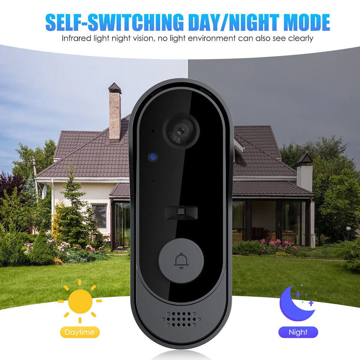 Smart Wireless Doorbell Visual-Wifi Door Doorbell Camera, Night Vision, Voice Changer, Photo&Video, 2 Way Audio, Free Storage