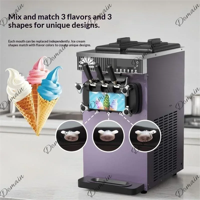 PL Commercial Ice Cream Maker Single Triple Nozzle Pre Cooling Fresh Keeping No Wash 304 Stainless Steel Digital Control Multi F