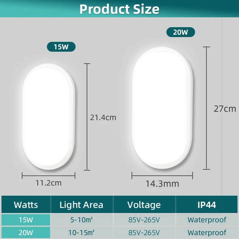 변기 거실 주방용 방수 LED 천장 조명, Ip44, 15W, 18W, 20W, 30W