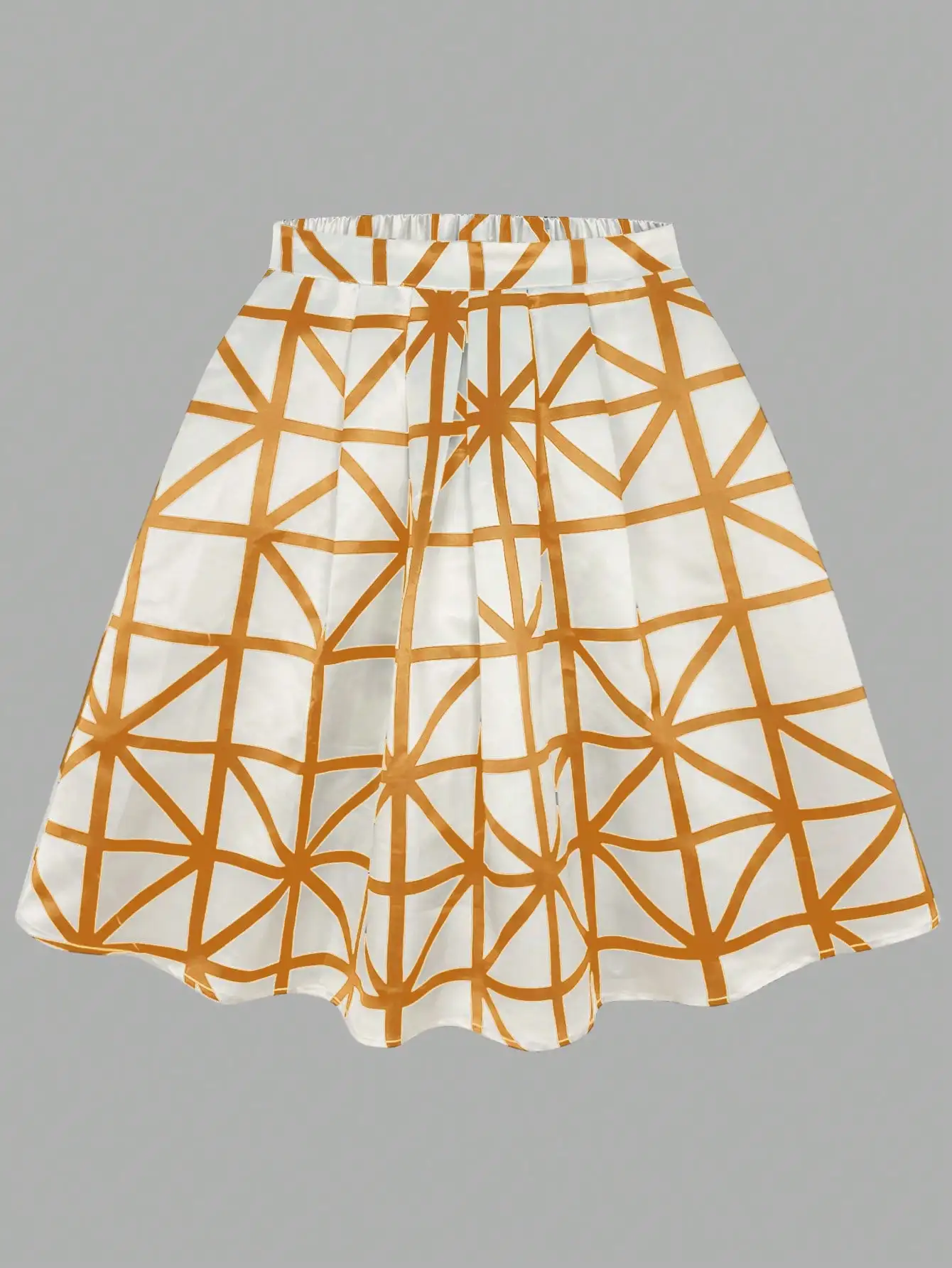 Women's Satin Midi Skirt High Waist A-Line Pleated Flare Skirt Loose Fit Geometric Print Woven Summer 2026