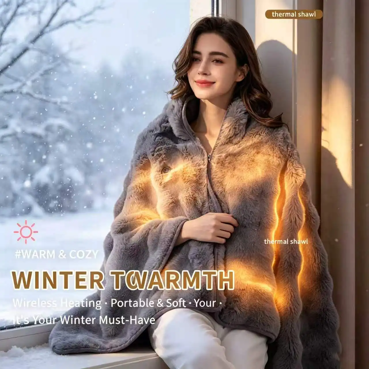 Winter electric blanket shawl multifunctional heating 3-speed temperature control USB anti cold warm heating blanket