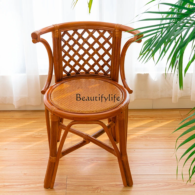 Rattan Chair Small Apartment Home Real Rattan Casual Single Backrest Chair