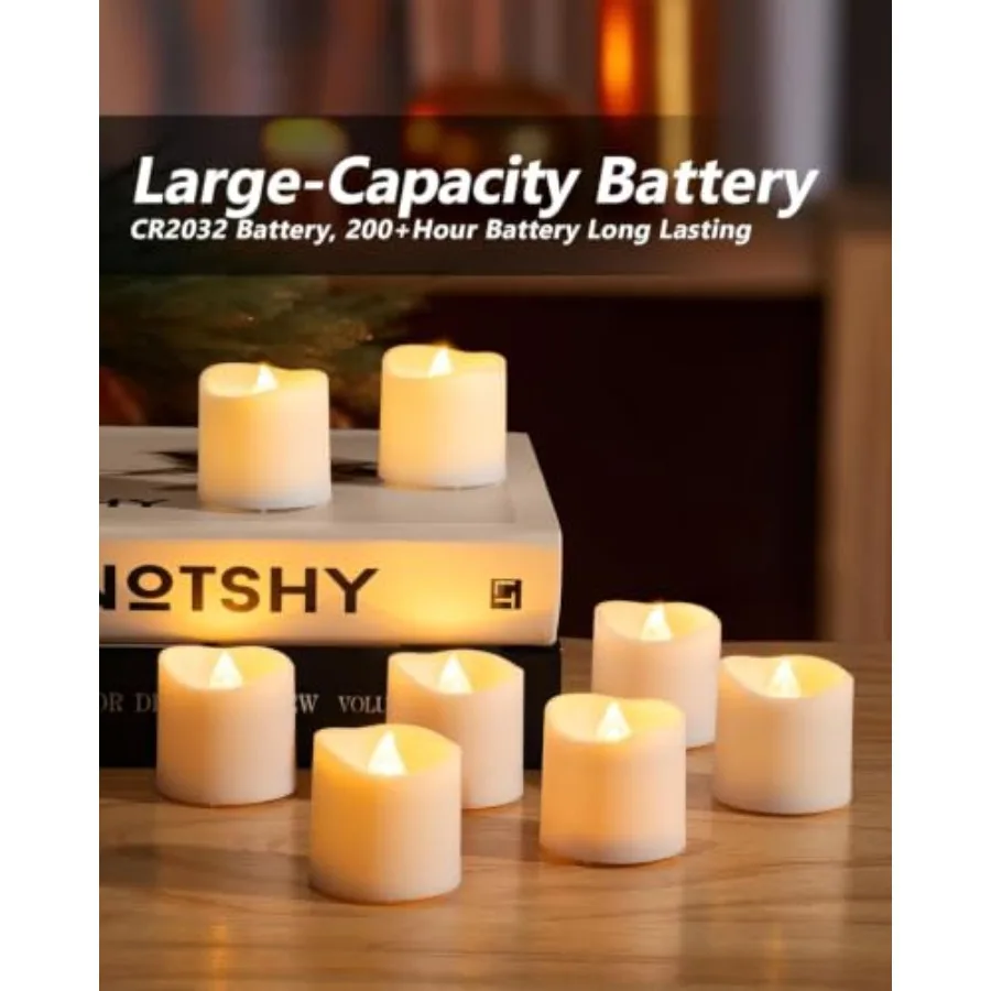 24Pack Flameless LED Votive Candles, 200Hour Lasting Electric Fake Candles, Battery Operated Tealights in Warm White for Wedding