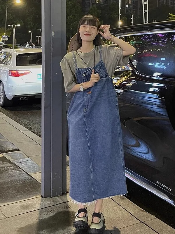 Abnehmen Effektiv Midi Länge Denim Overalls frauen Frühling Herbst Neue Sle Hohe Taille A-Line Dr Koreanische Sle