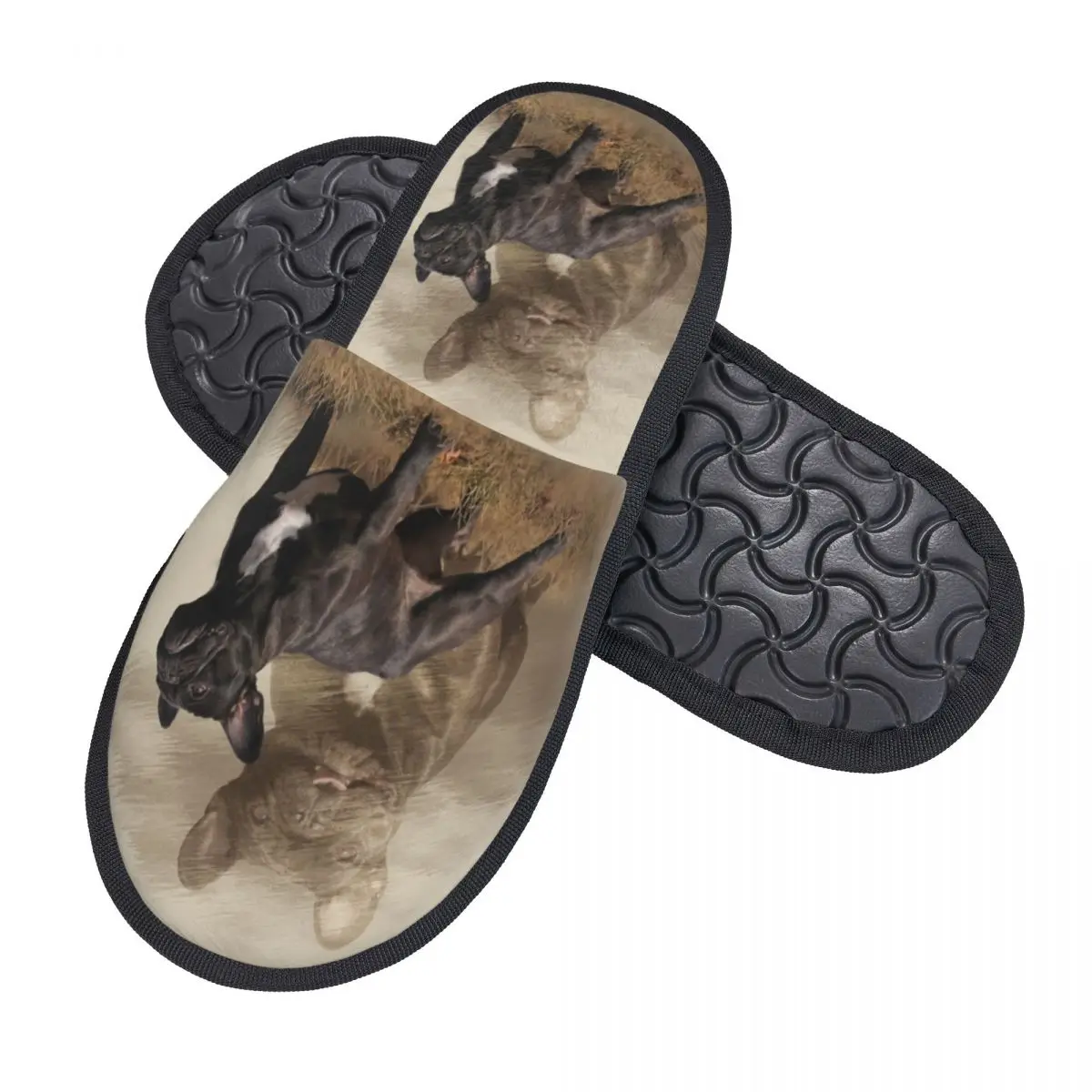 Custom Cool French Bulldog Comfy Scuff Memory Foam Slippers Women Pet Dog Bedroom House Shoes