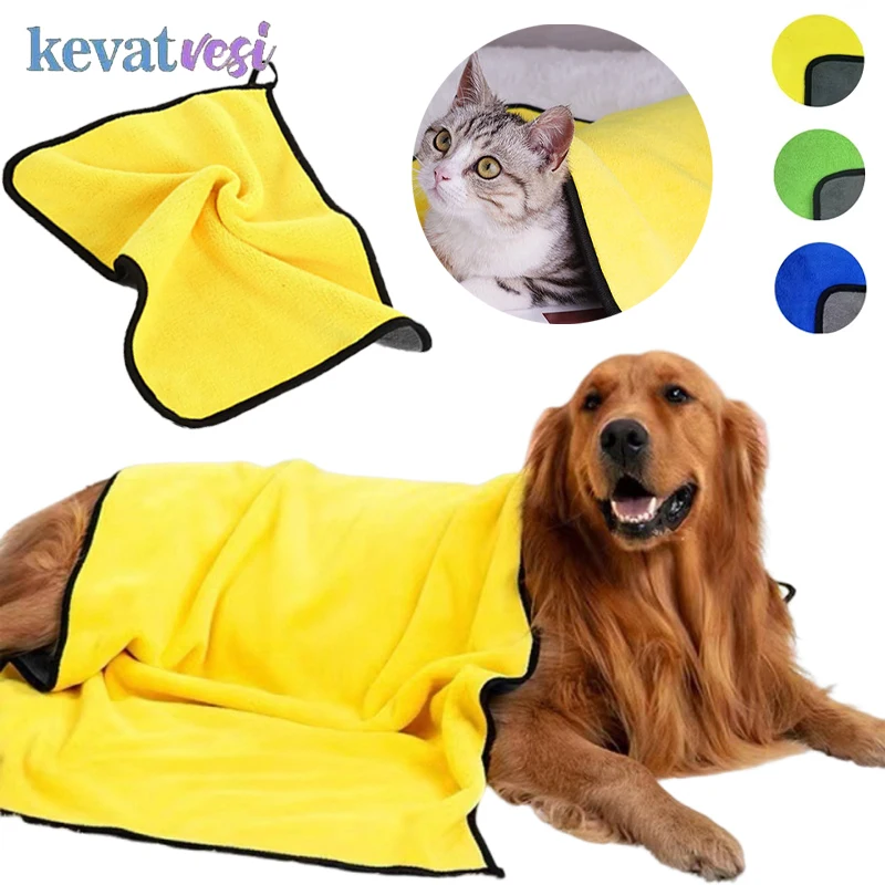 Quick-Drying Pet Towel Absorbent Pet Bath Towel for Dogs Cats Soft Lint-Free Fiber Dog Towels Pet Cat Blanket Pet Supplies