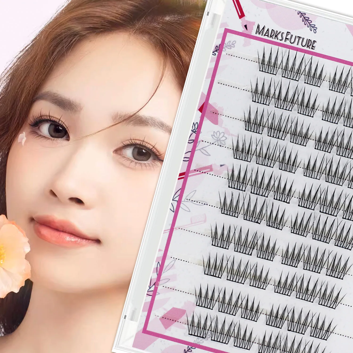 Selbstklebende falsche Wimpern, 10–12 mm Idol-Wimpern, 10 Reihen, großes Fassungsvermögen, C-Curl-Einzelwimpern, ultradünn und leicht, 60 Stück, einfach anzubringen und zu entfernen, geeignet für