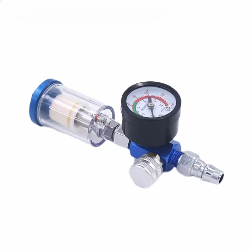 In-line Oil Water Separator Filter Separator Spray Gun Air Regulator Pressure Gauge with JP/EU/US Adapter for Spray Gun Air Tool