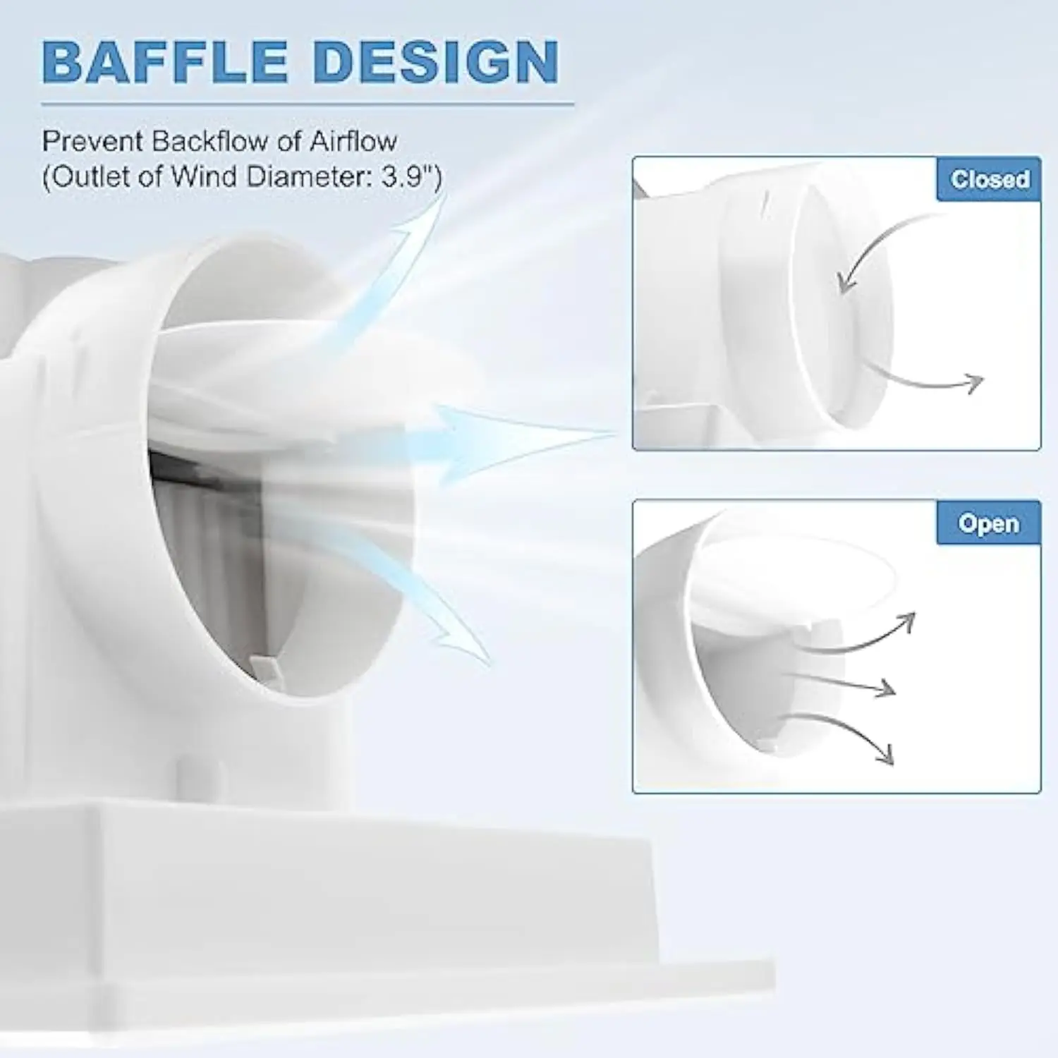 Bathroom Fan Ultra-Quiet Bathroom Ventilation, Exhaust Fan,123CFM 0.7 Sones 40W,4 Inch Duct Collar,White,9 Inch Opening size,Ea