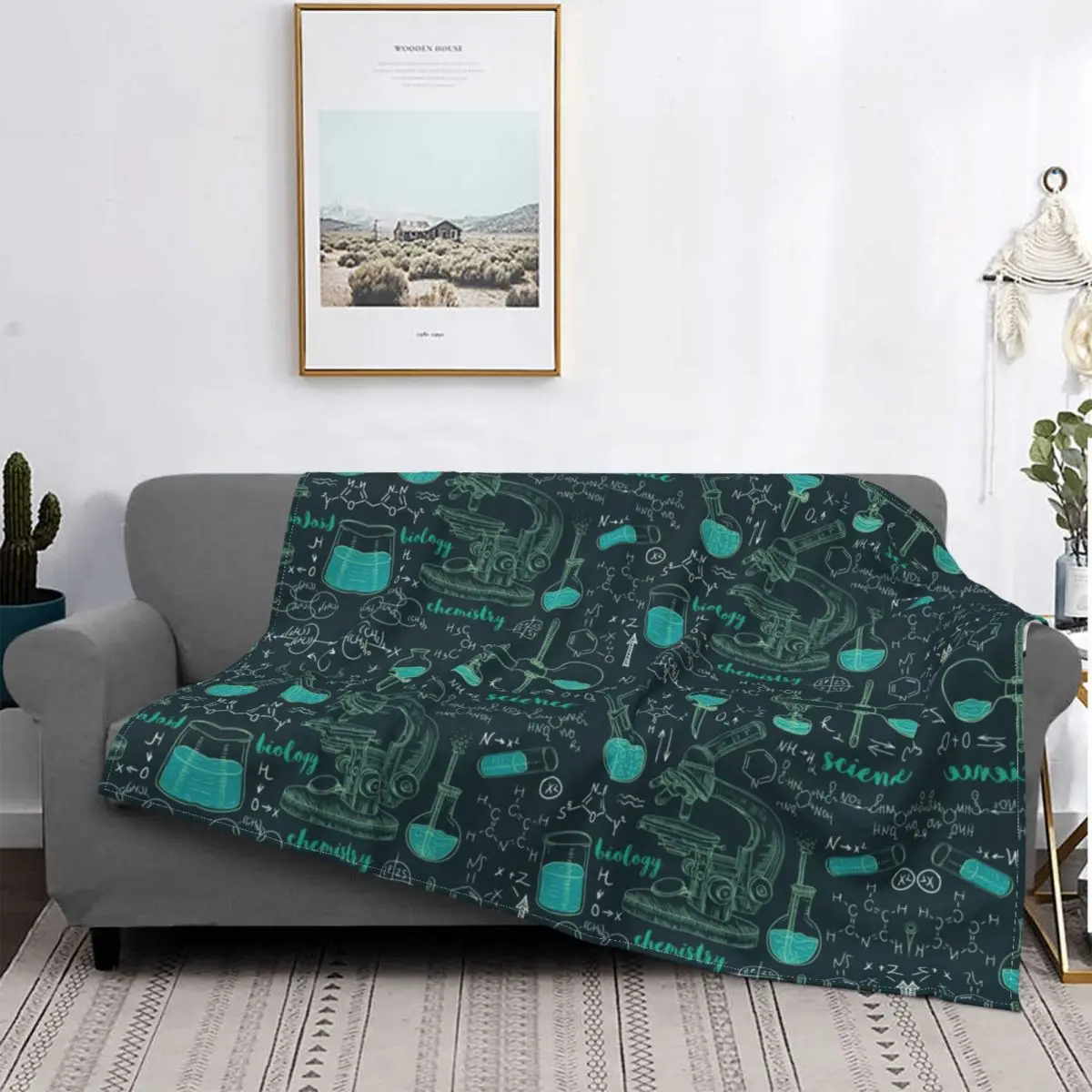 

Fleece Vintage Seamless Chemistry Laboratory Throw Blanket Warm Flannel Structural Education School Blankets for Bed Home Couch