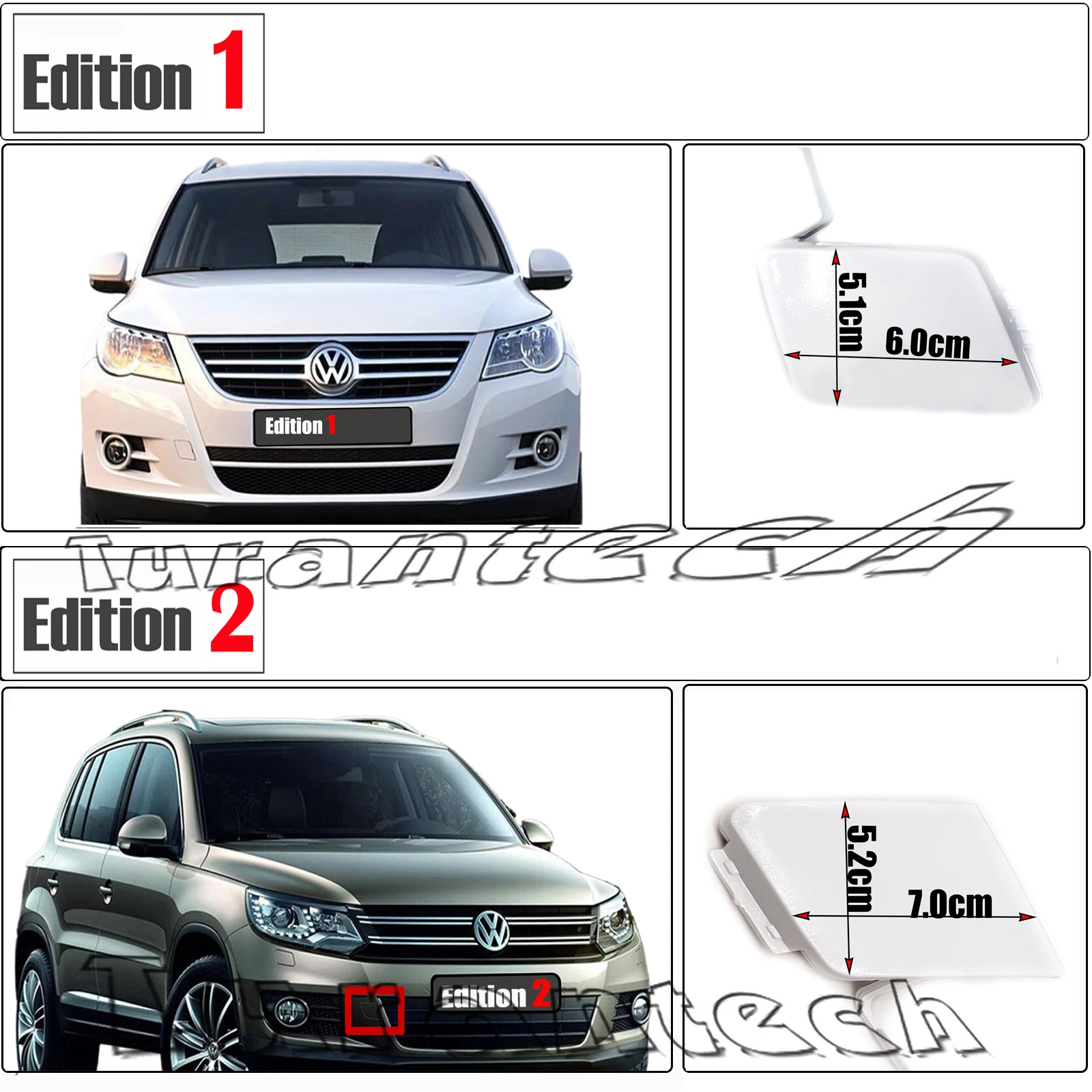 

Front Tow Cover for 08-18 Vw Tiguan I MK1 S SE SEL 1.4L 2.0L I4 Towing Eye Hook Cap