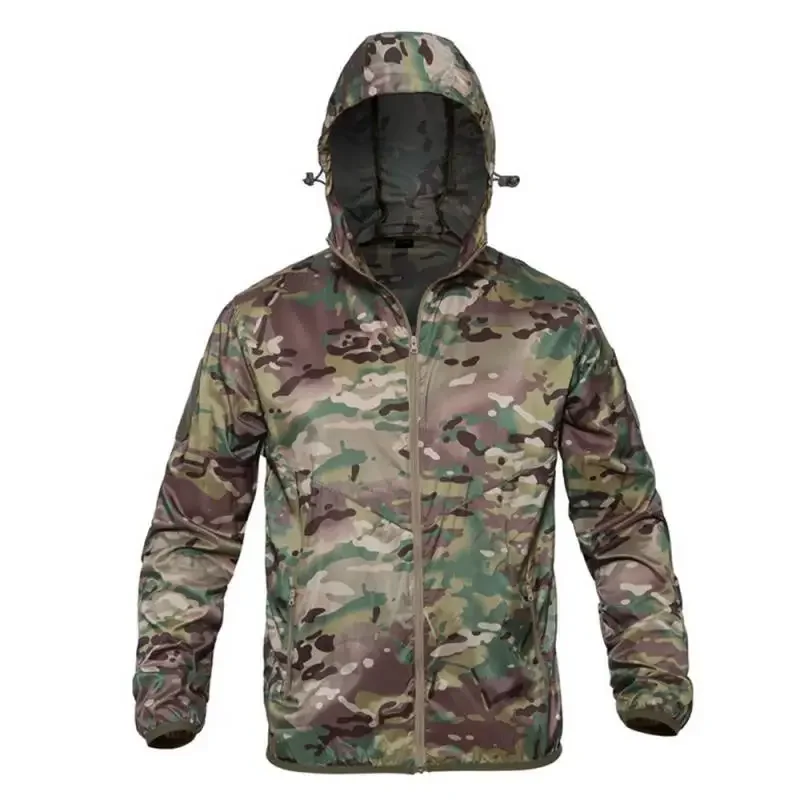 Men's Tactical Waterproof Bomber Jacket Summer Hunting Lightweight  Male Camouflage Soft Shell Multicam Windbreakers Coats