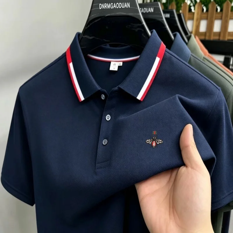 Basic Men Summer Short Sleeve polo Light Polyester Thin Breathable Simple Daily Essential Fit Office Party Wardrobe Must Item