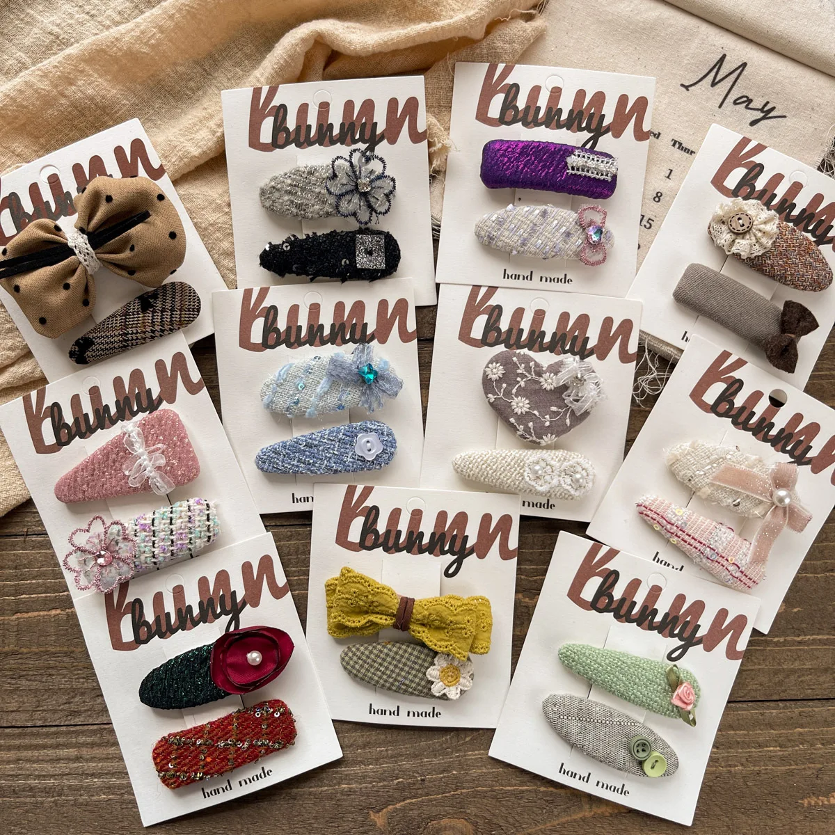 

New Flower Broken Hair Clip Cute Versatile Sweet Fabric Lace BowHeadwear Girls Kids Hair Accessories