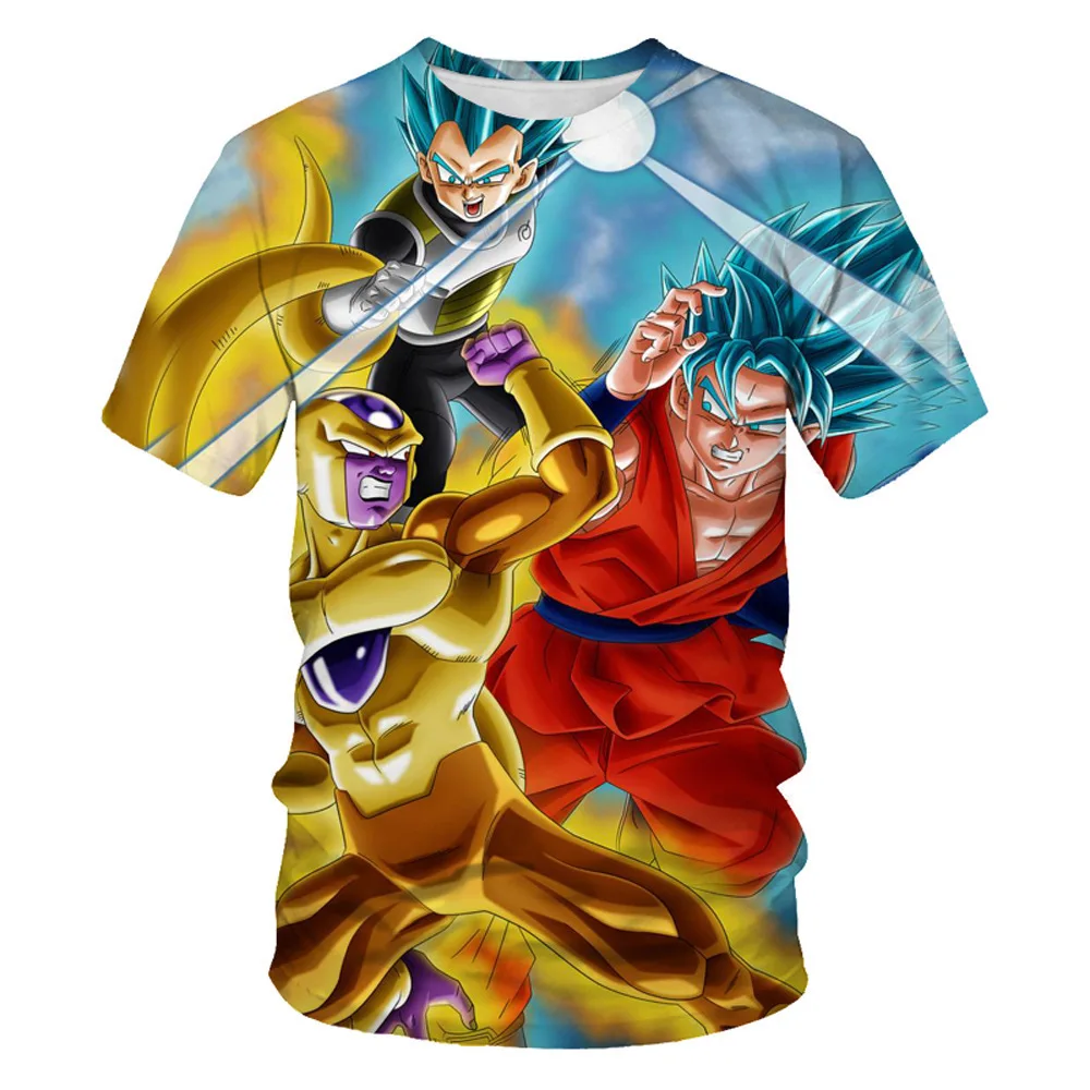 

New Boys Girls T-shirts Dragon Ball Z T Shirt 3-14 Years Old 2024 Summer Kids 3D Goku Vegeta Print Casual Short Sleeve Shirts