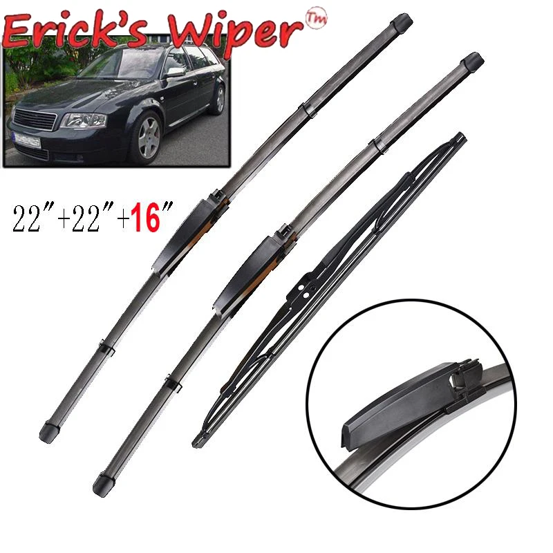 Erick\'s Wiper LHD Front & Rear Wiper Blades Set For Audi A6 C5 2002 - 2004 Windshield Windscreen Window Rain Brush 22\