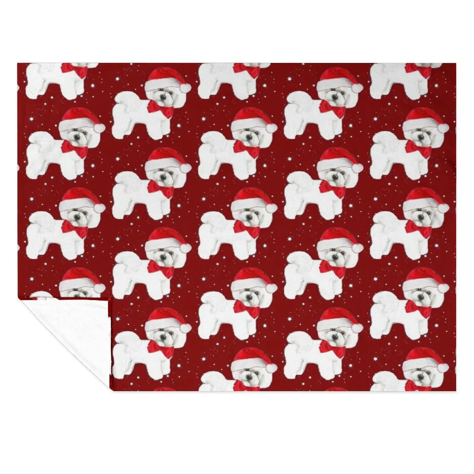 

Bichon Frise Santa Hat Throw Blanket sofa bed For Baby Soft Beds Single Blankets