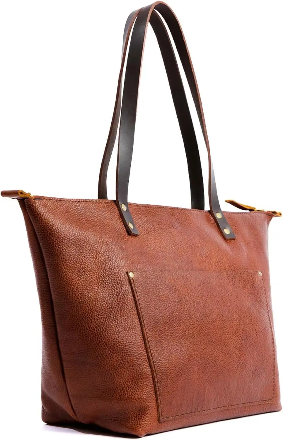 Borsa tote con cerniera Portland Leather Goods – Fatta a mano, resistente e sfoderata – Tasche interne ed esterne