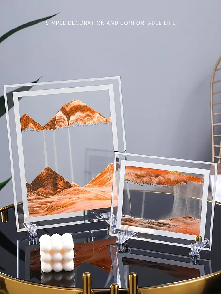 7/12inch Moving Sand Art Picture Round Glass 3D Deep Sea Sandscape In Motion Display Flowing Sand Frame Sand Painting