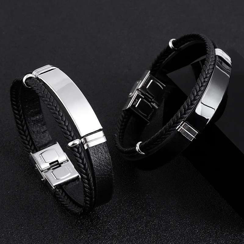 10pcs 14mm Width 21cm Length New Fashion Men\'s Hip-Hop Punk Titanium Steel Bracelet For Men Can Be Laser Engraving Charm Bracele