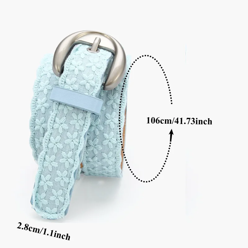Trendy Niche Macaron-Colored Lace-Embroidered Belt; Fresh, Instagram-Style Versatile and Unique Women’s Leather Belt