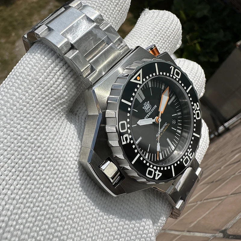 Мужские дайверские часы STEELDIVE, 48 мм, автоматические механические наручные часы, 120 бар, BGW-9, светящийся сапфир, NH35, керамический безель