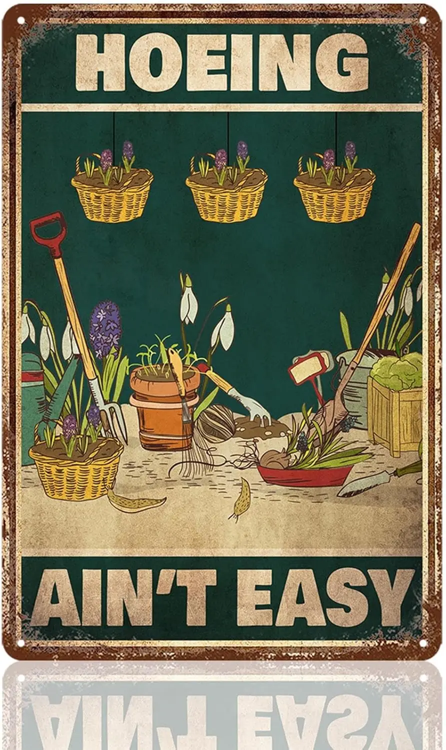 Gifts For Plant Lovers Funny Garden Sign Gardening Decor Hoeing A AinT Easy Tin Signs Plants Lover Women Gar