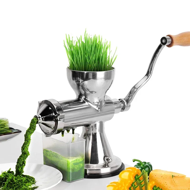 Ручная соковыжималка для пшеничной травы из нержавеющей стали 304, медленная скоростная соковыжималка для овощей и апельсинов с присоской