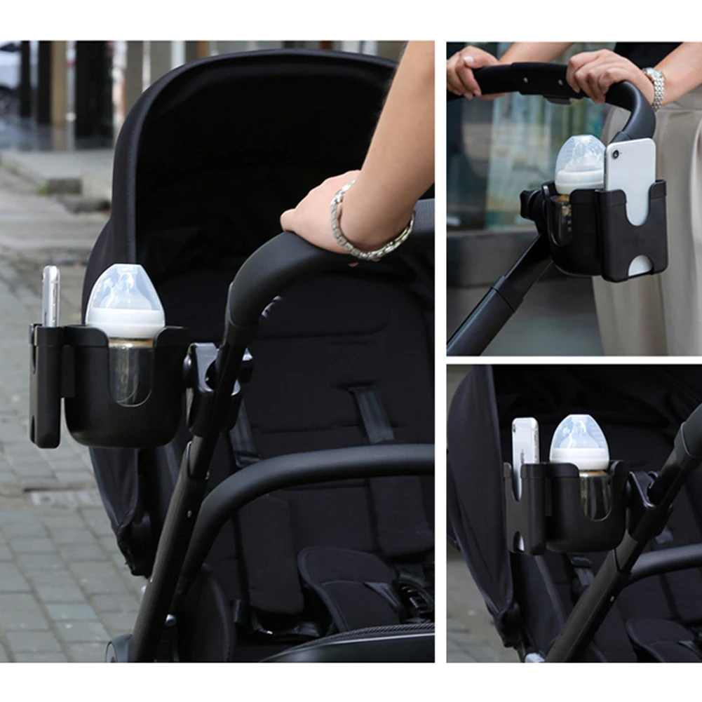 Stroller Cup Holder w/Phone Holder 2-in-1 Cup Phone Holder 360 Degrees Rotation for Baby Stroller Wheelchair Walker Bike