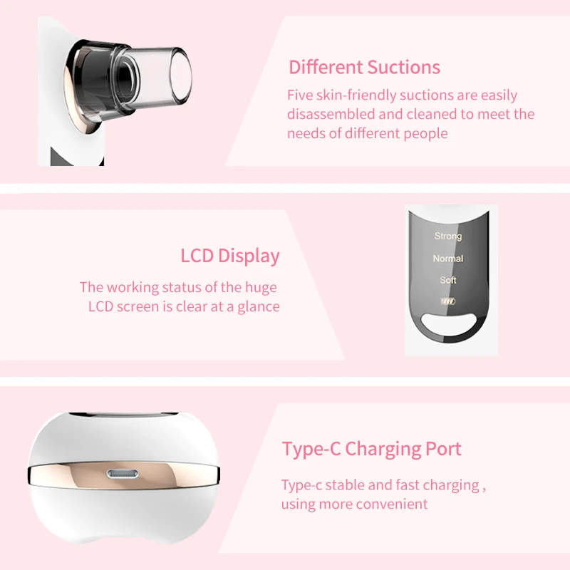منظف شفط المسام العميق لإزالة حب الشباب وجمال الوجه ومزيل الرؤوس السوداء وشريط شفط الأنف بالماء باستخدام الفراغ #5