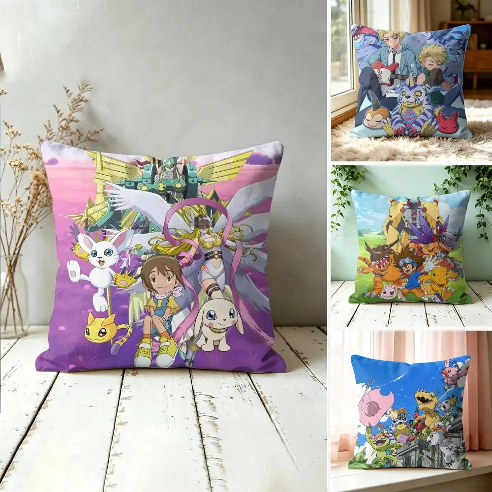 Anime D-Digimon A-Adventure Cushion Cover Square Pillow Bedroom Sofa Leisure Comfort Living Room Home Decoration 40X40