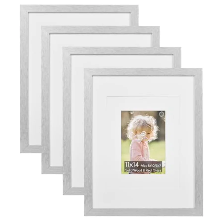 

Набор из 4 деревянных фоторамок для фотографий с подложкой или без, с настоящим HD-стеклом, для настенного крепления, коллаж на стену