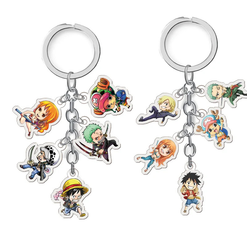 One Piece Luffy keychain amine cute Portable bag pendant Toy Cartoon Surrounding Acrylic Doll transparent accessories gift