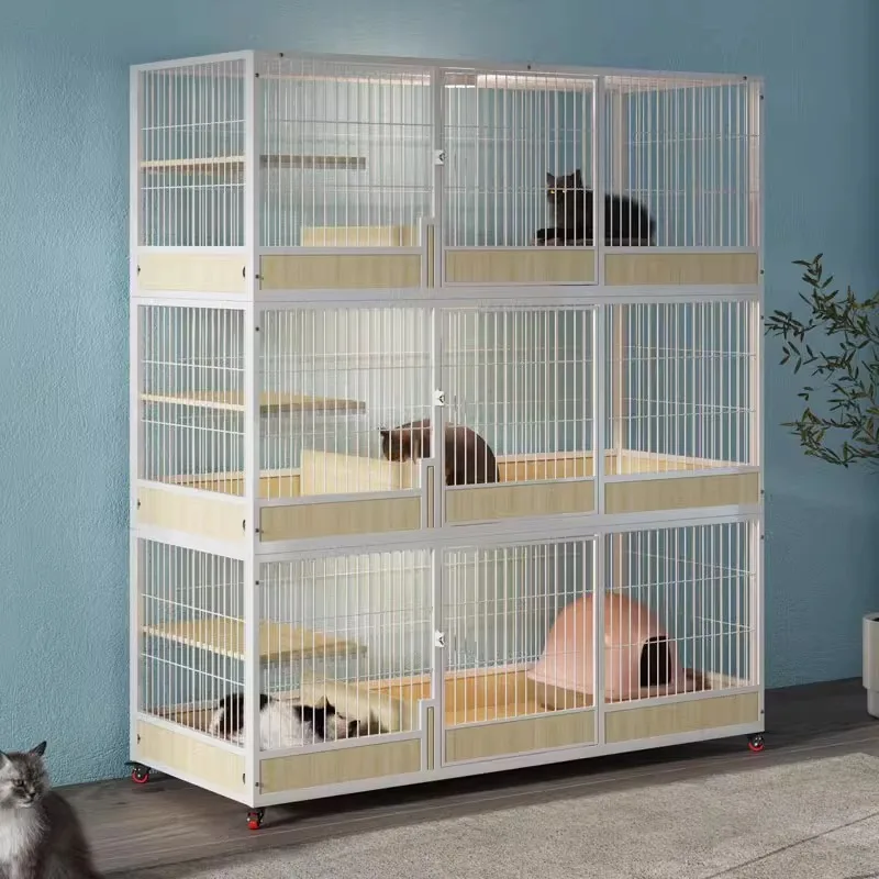 Cat cage breeding cage solid wood cattery villa three-story combination cat cabinet breeding cage large space family