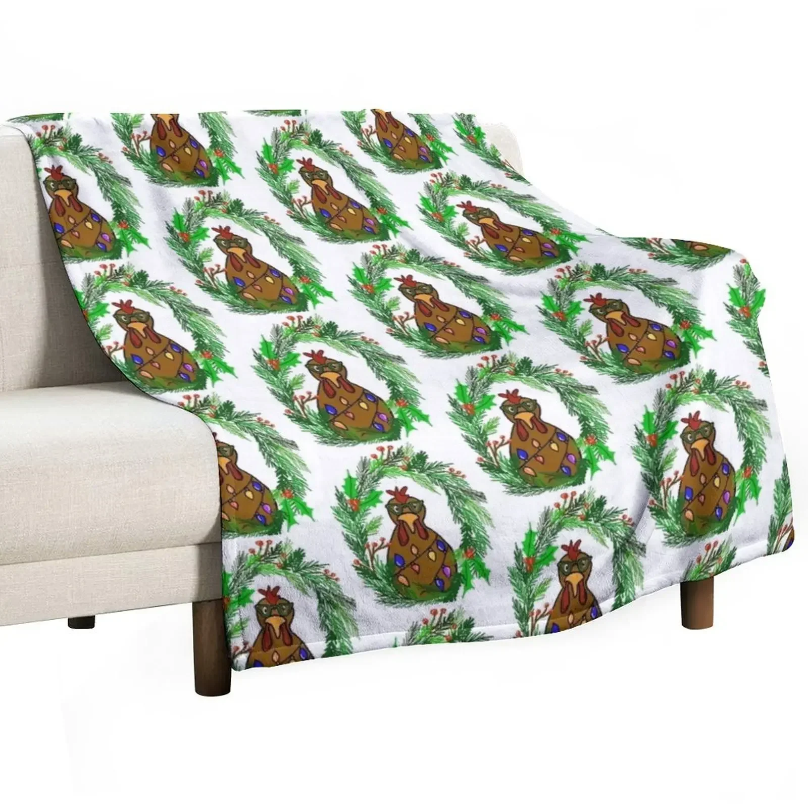 

Christmas Chicken Throw Blanket Plaid on the sofa heavy to sleep Hairys Hairy Blankets