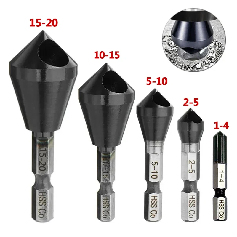 M35 HSS-CO Cobalt Countersink Drill Bit 1/4 Inch Hex Shank 90 Degree HRC89 TiAlN Coated Deburring Chamfer Cutter Tool