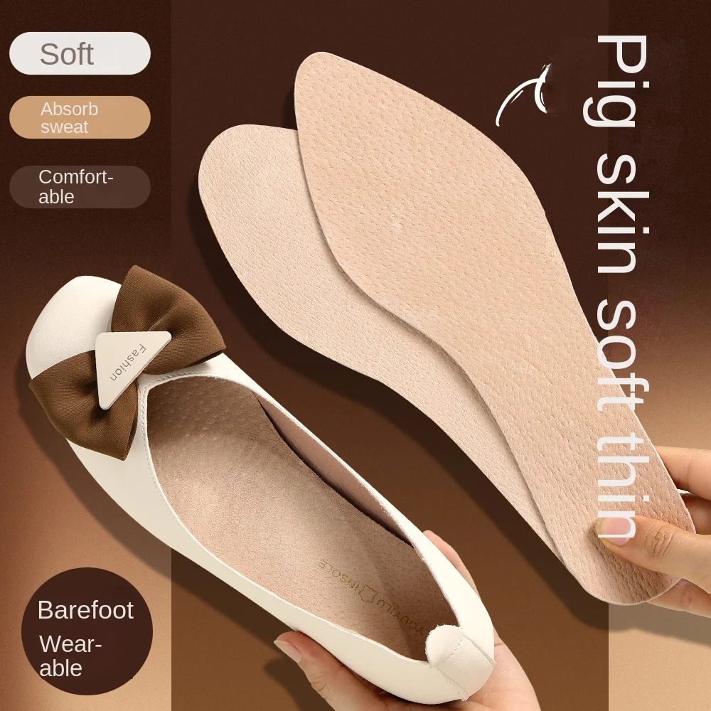 

Pigskin Instantly Absorb Sweat Replacement Inner Soles Shoes Insole Pads Ultra Thin Breathable Deodorant Leather Insoles