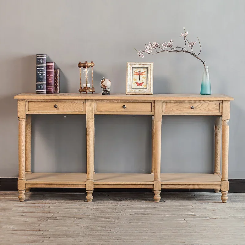 American solid wood porch table furniture simple log old porch foyer storage storage table decorative cabinet