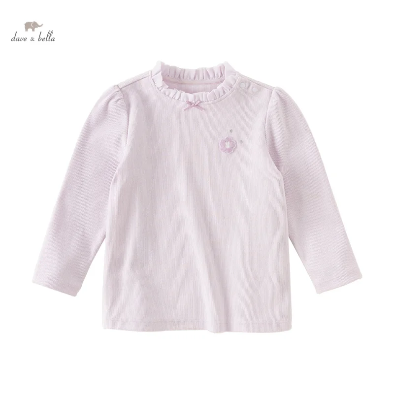 Dave Bella 2024 New Autumn Girls Baby T-Shirt Children Top Undershirt Casual Fashion Sweet Lovely Gentle Outdoor Party DB3241443