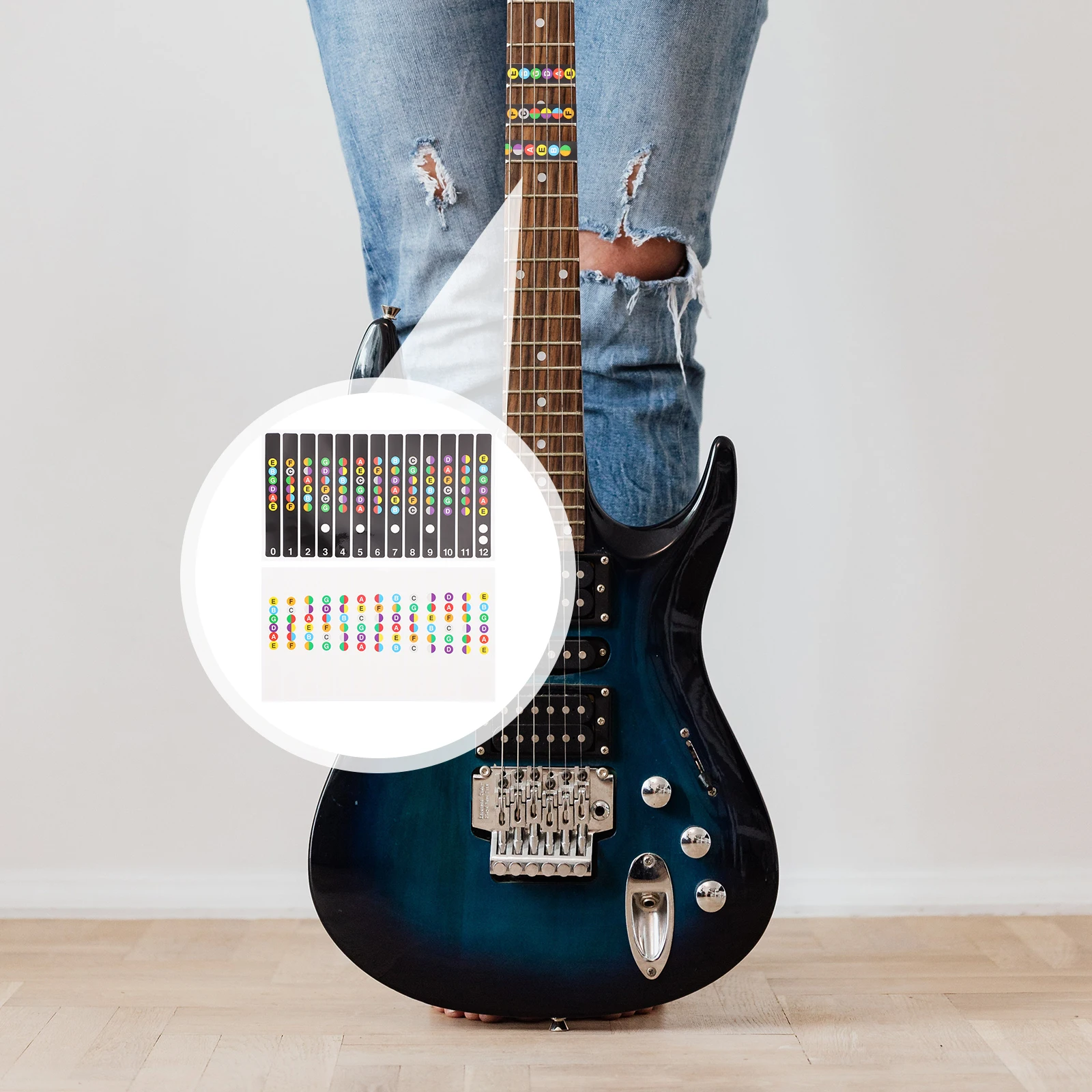 

6Pcs Guitar Fretboard Stickers Clear Note Decals for Guitar Neck Learning Aid Fretboard Labels Sticker Set Fingerboard Sticker