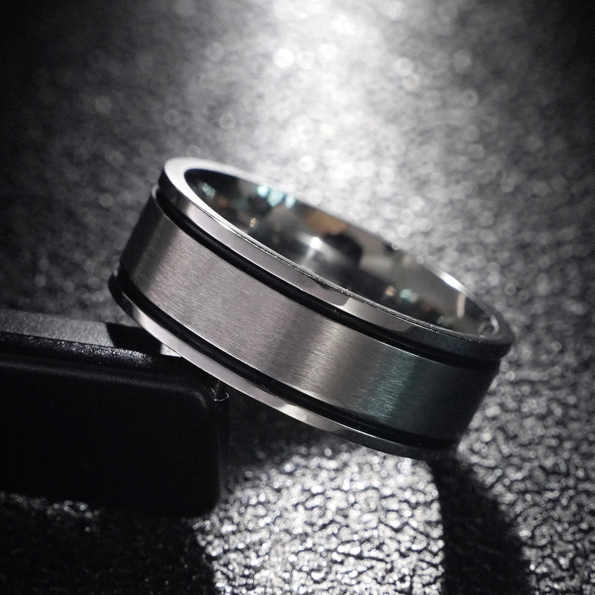 8mm Double Line Stainless Steel Ring 316 titanium steel ring, exclusive for Men.