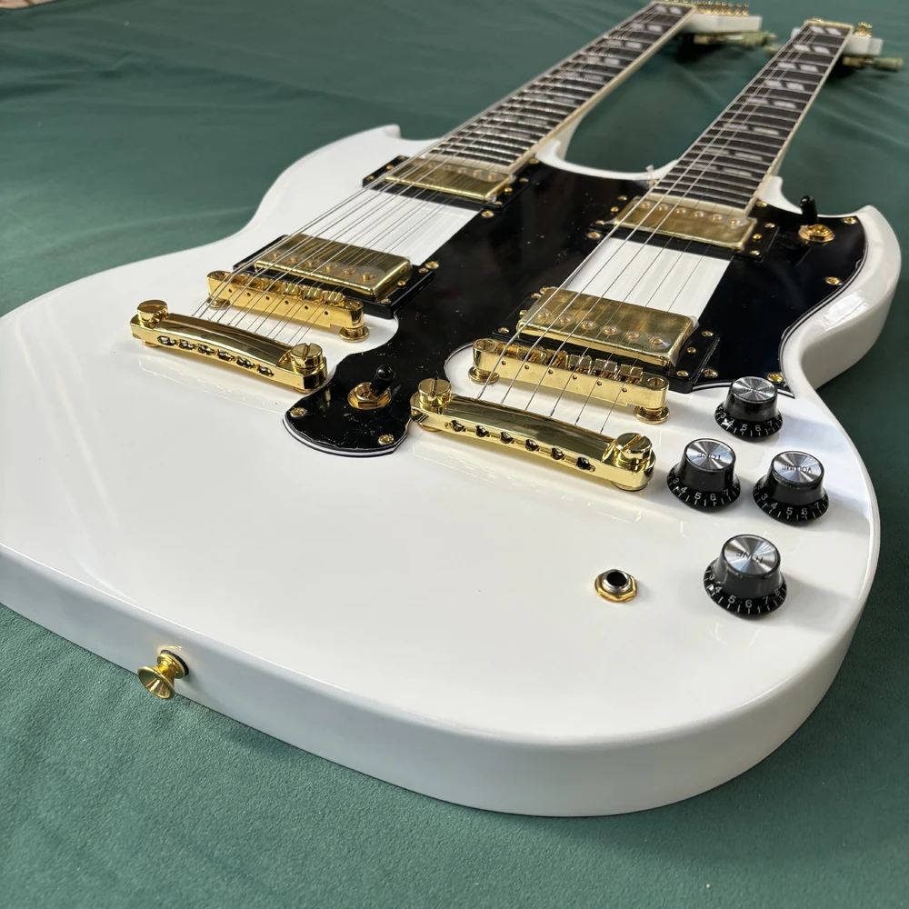 Double-neck guitar high-quality hardware, smooth frets, stable tuning, comfortable neck, balanced tone