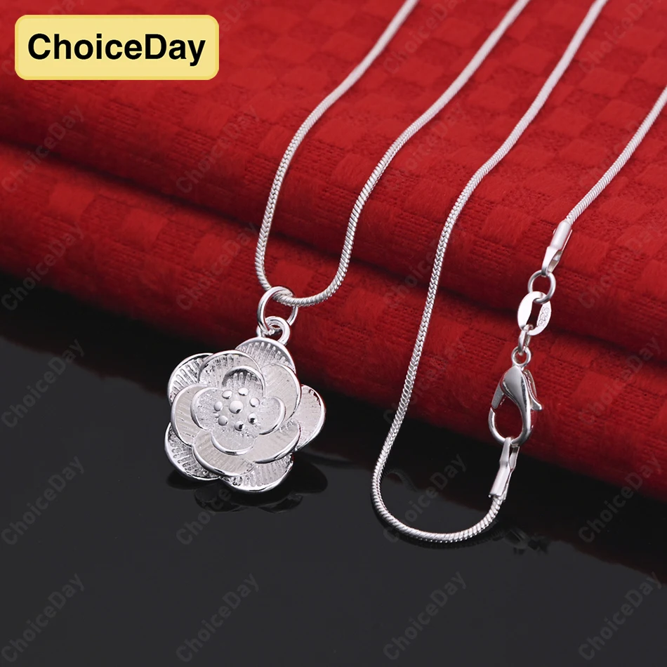 

ChoiceDay 925 Sterling Silver Exquisite Flower Necklace Women Fashion Jewelry Party Accessories Gift
