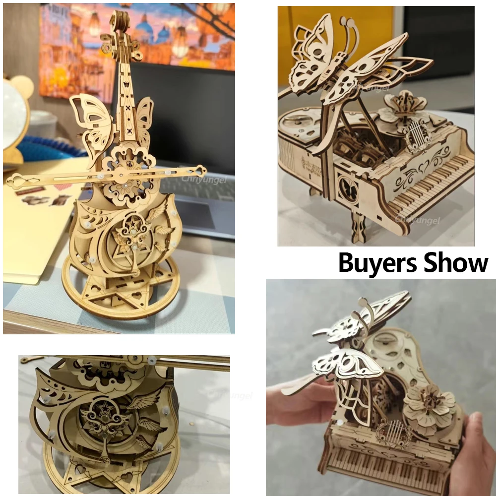 3D パズル木製チェロモデル DIY 組立バイオリンオルゴール構築キットホームリビングルームの装飾工芸品ギフト大人子供のため