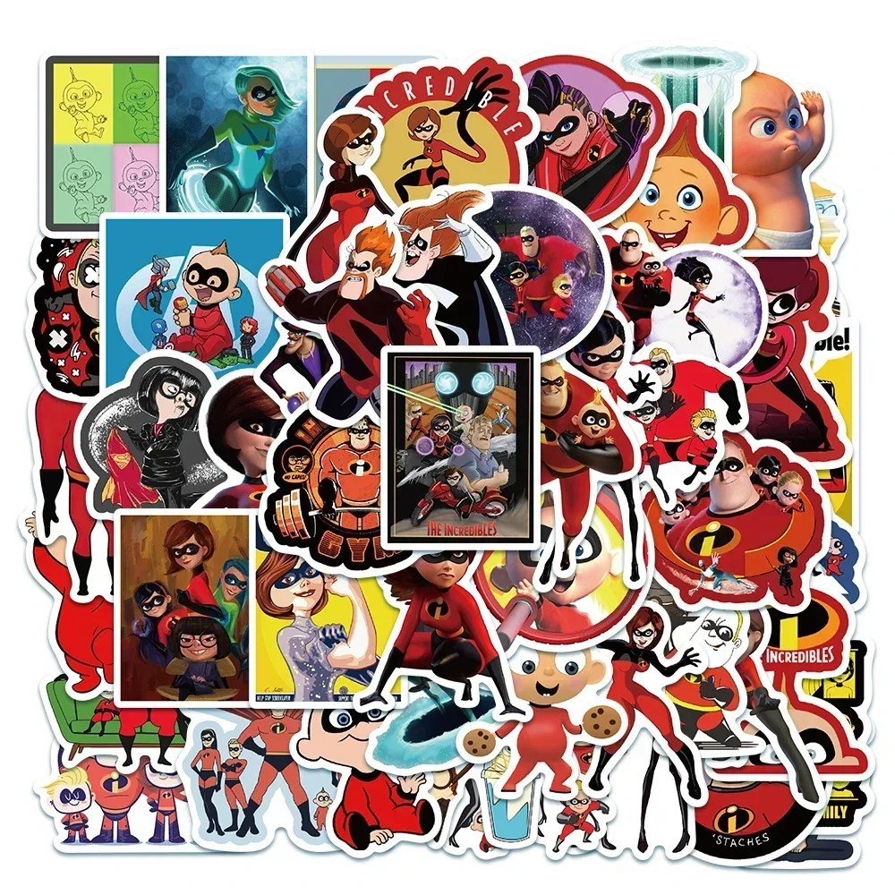 50pcs Disney Movie The Incredibles Graffiti Stickers Cool Bob Parr Cartoon Decals DIY Skateboard Car Kids Sticker Toys