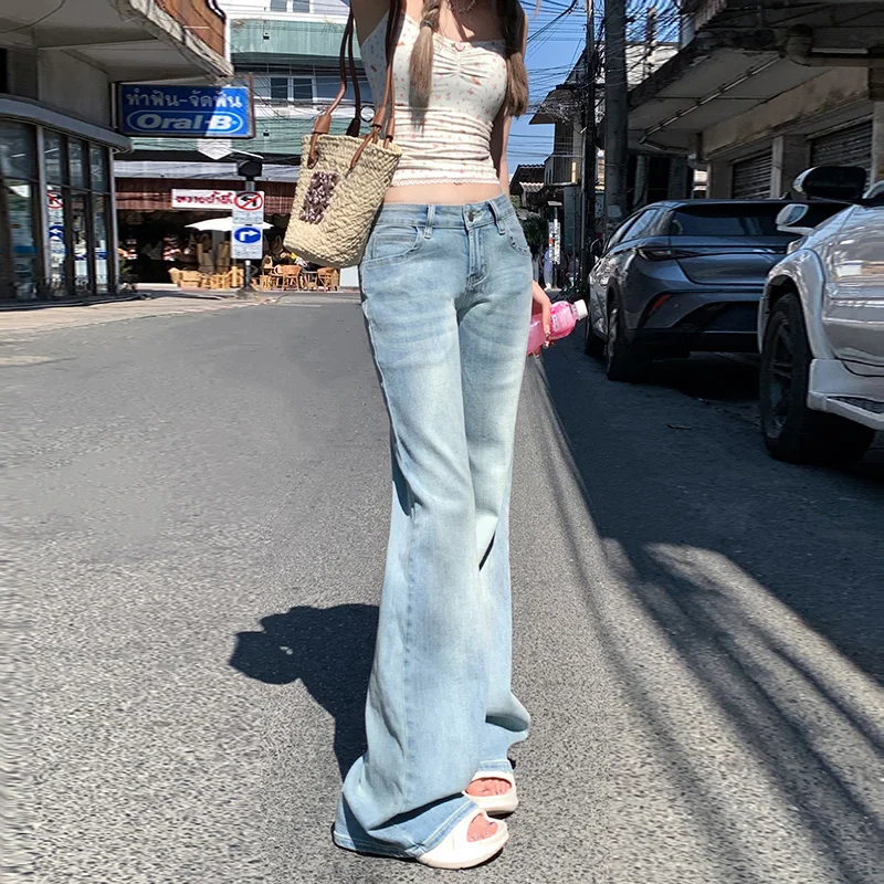KSTUN 2025 Women Jeans Boot Cut Stretch Light Blue Slim Denim Trousers Flared Pants Fashion Streetwear Jeans For Ladies Girls