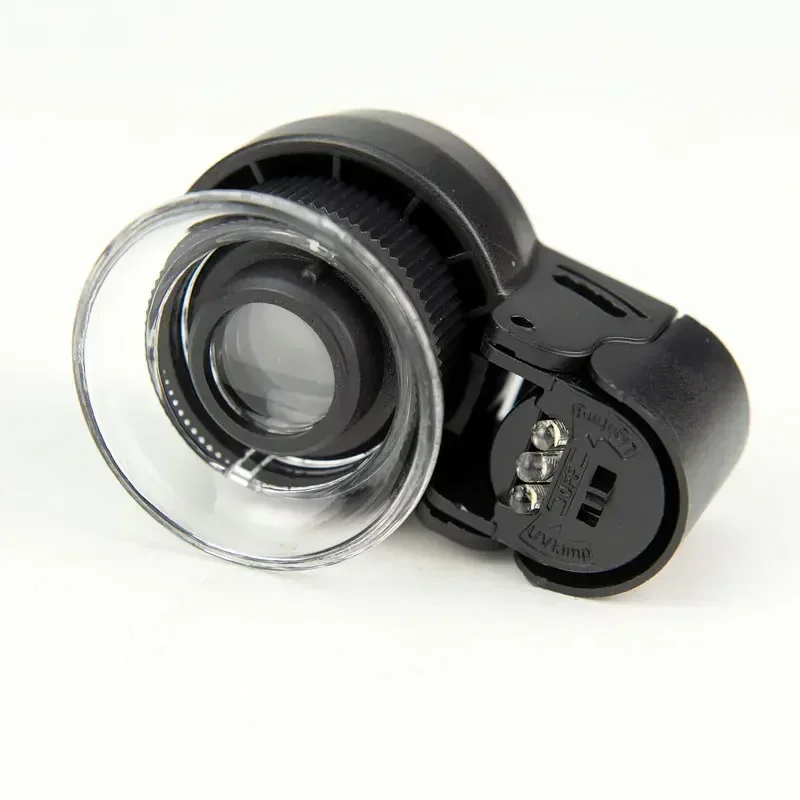 2PCS 45X Lighted Jewelry Magnifier Stamps Printing Textile Magnifying Glass with Light LED Identify Checking Helping Hands Loupe