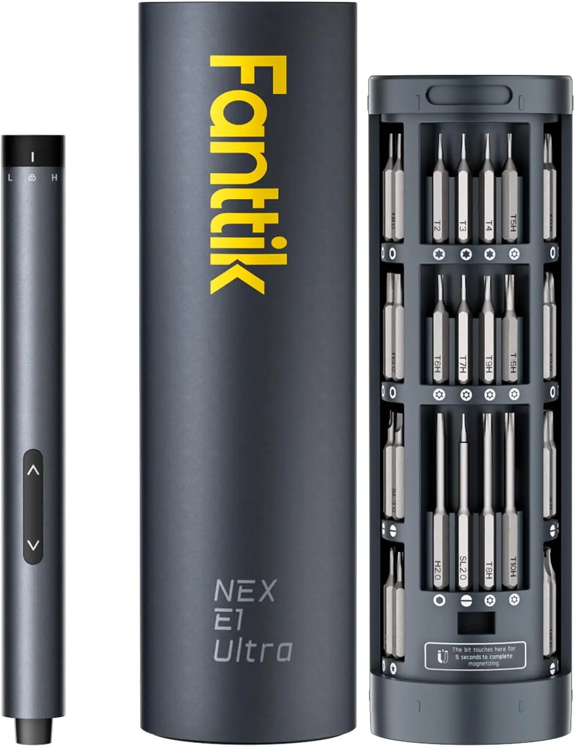 

E1 Ultra 3.7V Mini Electric Screwdriver, Precision Electric Set, 50-in-1 Magnetic Bits, Magnetic Rotatable Storage, 5/32''Hex, E