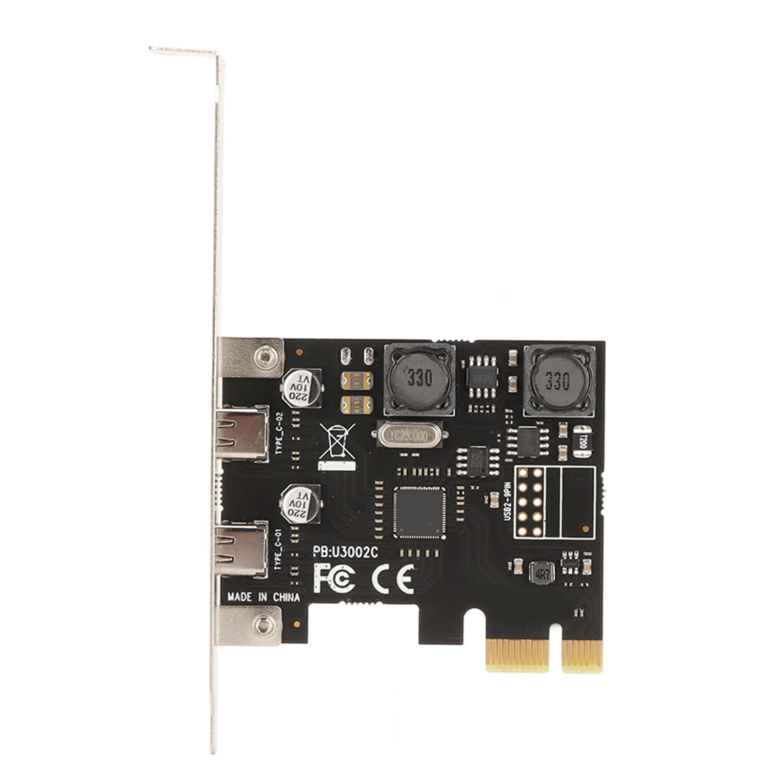 PCI E to Type C Expansion Card Super Speed 5Gbps 2 Ports Independent Intelligent Insurance Expansion Card for Win